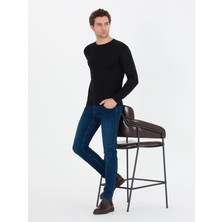 Cacharel Erkek Siyah Slim Fit Bisiklet Yaka Basic Triko Kazak 50259680-VR046