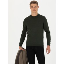 Cacharel Erkek Haki Slim Fit Çeyrek Balıkçı Yaka Triko Kazak 50276521-VR027