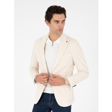 Cacharel Erkek Ekru Slim Fit Kırlangıç Yaka Kadife Ceket 50291245-VR019