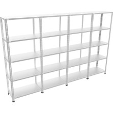Rafburada 5 Katlı 4'lü Galvaniz Çelik Raf - Depo, Arşiv, Kiler, Dosya, Market Rafı - 59x75 cm-200 cm-1.00 mm