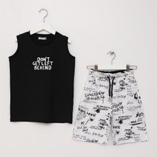 Erkek Çocuk Kısa Kol Bisiklet Yaka Alt - Üst Takım - 11590-1 - Beyaz - Turuncu