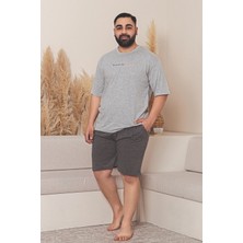 Büyük Beden Pamuklu Cepli Kısa Kollu Şortlu Erkek Pijama Takımı