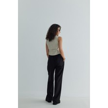 Suud Collection Siyah Portofino Keten Pantolon
