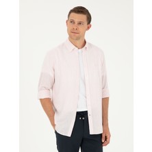 Cacharel Erkek Pembe Slim Fit Keten Karışımlı Gömlek 50266184-VR041