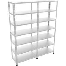 Rafburada 7 Katlı Duble Galvaniz Çelik Raf - Depo, Arşiv, Kiler, Dosya, Market Rafı - 31x60 cm-200 cm-0.70 mm