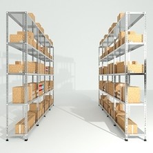 Rafburada 8 Katlı Galvaniz Çelik Raf - Depo, Arşiv, Kiler, Dosya, Market Rafı - 20x60 cm-200 cm-0.70 mm