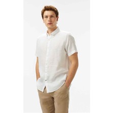 Nautica Erkek Beyaz Classic Fit Keten Gömlek W55100T.1BW