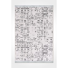 Venüs Beyaz Iskandinav Desenli Kaymaz Pamuk Kilim – Makinede Yıkanabilir, Modern ve Dayanıklı Tasarım