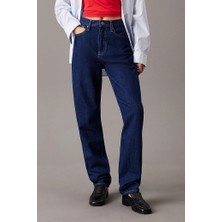Kadın Ck Authentic Slim Düz Jeans - Mavi