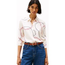 Kadın Th Viskon Rahat Gömlek - Beyaz