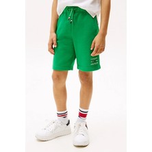 Erkek Çocuk Th Grafik Logo Sweat Şort - Yeşil