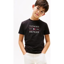 Erkek Çocuk Tommy Flag Hilfiger T-Shirt - Siyah
