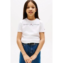 Tommy Hilfiger Unisex Çocuk Kısa Kol Th Essential Cotton T-Shirt - Beyaz Günlük Stil