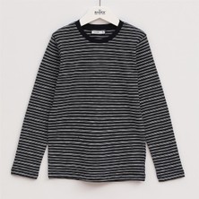 Erkek Çocuk Şardonsuz Uzun Kol Ince Tişört - 15983 - Siyah