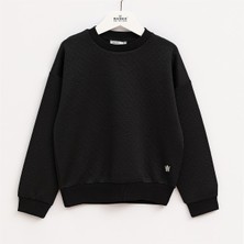 Erkek Çocuk Şardonsuz Uzun Kol Ince Bisiklet Yaka Tişört - 16108 - Siyah