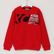 Erkek Çocuk Uzun Kol Kalın Bisiklet Yaka Tişört - 16173 - Kırmızı