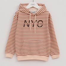 Erkek Çocuk Uzun Kol Ince Kapşonlu Tişört - 16313 - Pudra