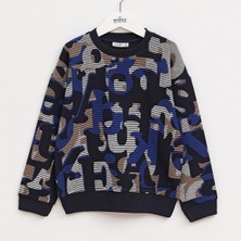 Erkek Çocuk Şardonsuz Uzun Kol Ince Bisiklet Yaka Tişört - 16202 - Lacivert