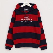 Erkek Çocuk Şardonsuz Uzun Kol Ince Kapşonlu Tişört - 16203 - Kırmızı