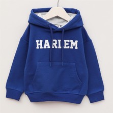 Erkek Çocuk Uzun Kol Kalın Kapşonlu Tişört - 17074 - Saks