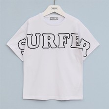 Erkek Çocuk Bisiklet Yaka Kısa Kol Tişört - (7 Yaş-12 Yaş) - 16686 - Beyaz