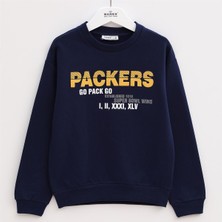 Erkek Çocuk Şardonlu Uzun Kol Kalın Bisiklet Yaka Tişört - 15553 - Lacivert