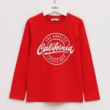 Erkek Çocuk Şardonsuz Uzun Kol Ince Tişört - 15616 - Kırmızı