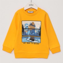 Erkek Çocuk Şardonlu Uzun Kol Kalın Bisiklet Yaka Tişört - 16466 - Sarı