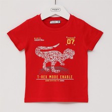 Erkek Çocuk Kısa Kol Yazlık Tişört  - (12 Aylık-5 Yaş) - 16206 - Kırmızı
