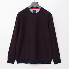 Erkek Uzun Kol Ince Sweatshirt - CZT-126 - Bordo - Lacivert