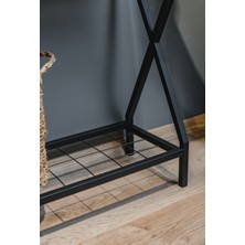 Ahşap Raflı Metal Dresuar – Salon ve Hol Için Çok Amaçlı Dekoratif Raf
