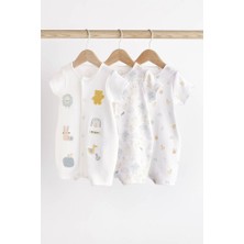 Pamuklu Beyaz Safari 3’lü Romper Set