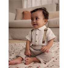 Pamuklu Müslin Kısa Kollu Smart Gömlek Pantolon Askı 3'lü Set