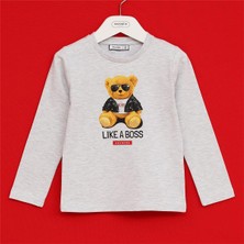 Erkek Çocuk O Yaka Uzun Kol Ince Kışlık Tişört  - (2 Yaş-7 Yaş) - 16621 - Melanj