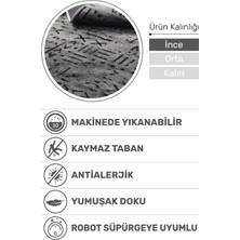 Venüs Antrasit Iskandinav Desenli Kaymaz Pamuk Kilim – Makinede Yıkanabilir, Modern ve Şık Tasarım Halı