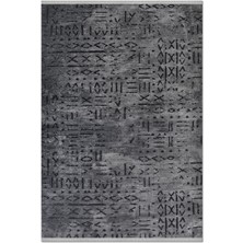 Venüs Antrasit Iskandinav Desenli Kaymaz Pamuk Kilim – Makinede Yıkanabilir, Modern ve Şık Tasarım Halı