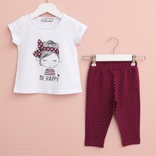 Kız Çocuk Kısa Kol Alt - Üst Takım - 25038 - Vişne