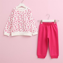 Kız Çocuk Uzun Kol Ince Alt - Üst Takım - 25136 - Vanilya - Pembe