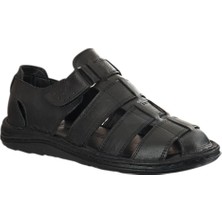 Cex 25Y Trv-8 Siyah Erkek  Deri Sandalet