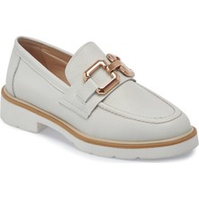 Tergan  Beyaz Hakiki Deri Kadın Loafer - K25I1AY68028-N3O
