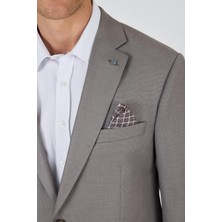 Koyu Vizon Mono Yaka Armürlü Tam Astar Esnek 4 Drop Comfort Fit Classic Ceket 1002250152