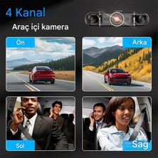Araç Kamerası - 4 Kameralı - Gps Takip - G Sensör - 1080P Kayıt - Wifi - Özellikli