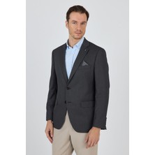 Siyah Mono Yaka Armürlü Tam Astar Esnek 6 Drop Comfort Fit Classic Ceket 1002250153