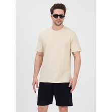 Erkek Basic Krem T-Shirt