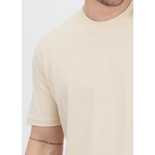 Erkek Basic Krem T-Shirt