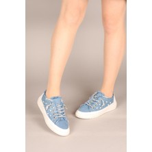 GUSTA Taş Bağcıklı Taş Detaylı Sneakers KOT MAVİ
