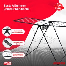 Asvera Elmas Serisi - Besta Yarı Alüminyum Çamaşır Kurutmalık - Sepetli Çamaşır Kurutma Askısı