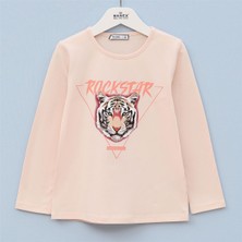 Kız Çocuk Şardonsuz Uzun Kol Ince Tişört - 31586 - Bej