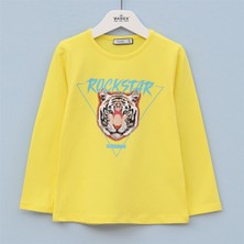 Kız Çocuk Şardonsuz Uzun Kol Ince Tişört - 31586 - Sarı