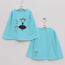 Kız Çocuk Şardonsuz Uzun Kol Ince Tişört - 31605 - Mavi